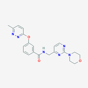 molecular formula C21H22N6O3 B2810578 3-((6-methylpyridazin-3-yl)oxy)-N-((2-morpholinopyrimidin-4-yl)methyl)benzamide CAS No. 1798034-95-3