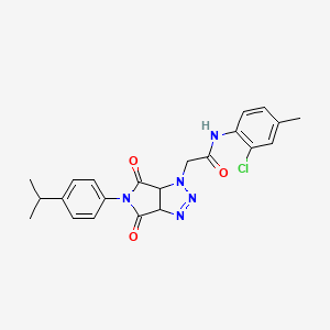 molecular formula C22H22ClN5O3 B2810580 N-(2-chloro-4-methylphenyl)-2-[5-(4-isopropylphenyl)-4,6-dioxo-4,5,6,6a-tetrahydropyrrolo[3,4-d][1,2,3]triazol-1(3aH)-yl]acetamide CAS No. 1052604-59-7