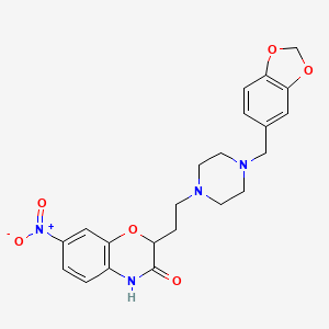 molecular formula C22H24N4O6 B2810584 2-{2-[4-(1,3-benzodioxol-5-ylmethyl)piperazino]ethyl}-7-nitro-2H-1,4-benzoxazin-3(4H)-one CAS No. 866039-66-9