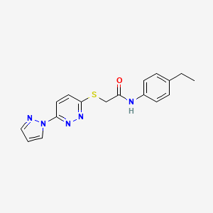 molecular formula C17H17N5OS B2810587 2-((6-(1H-吡唑-1-基)吡啶并[3,2-d]嘧啶-3-基)硫)-N-(4-乙基苯基)乙酰胺 CAS No. 1351591-95-1