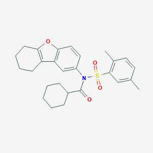 molecular formula C27H31NO4S B281059 N-[(2,5-dimethylphenyl)sulfonyl]-N-6,7,8,9-tetrahydrodibenzo[b,d]furan-2-ylcyclohexanecarboxamide 