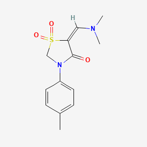 molecular formula C13H16N2O3S B2810595 5-[(Dimethylamino)methylene]-3-(4-methylphenyl)-1lambda~6~,3-thiazolane-1,1,4-trione CAS No. 1164473-96-4