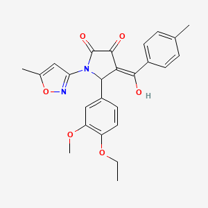 molecular formula C25H24N2O6 B2810608 5-(4-ethoxy-3-methoxyphenyl)-3-hydroxy-4-(4-methylbenzoyl)-1-(5-methylisoxazol-3-yl)-1H-pyrrol-2(5H)-one CAS No. 618874-59-2