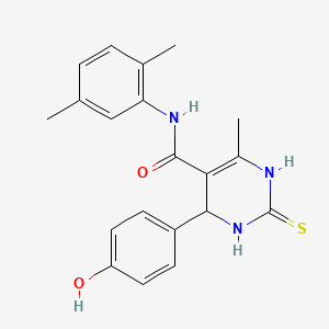 molecular formula C20H21N3O2S B2810609 N-(2,5-二甲基苯基)-4-(4-羟基苯基)-6-甲基-2-硫代-1,2,3,4-四氢嘧啶-5-甲酰胺 CAS No. 537680-35-6