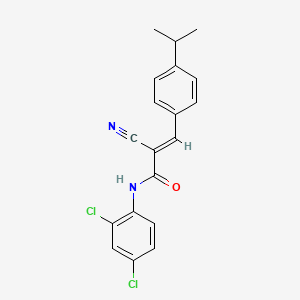 molecular formula C19H16Cl2N2O B2810615 (E)-2-cyano-N-(2,4-dichlorophenyl)-3-(4-propan-2-ylphenyl)prop-2-enamide CAS No. 466673-41-6