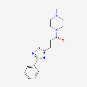 molecular formula C16H20N4O2 B2810620 1-(4-Methylpiperazin-1-yl)-3-(3-phenyl-1,2,4-oxadiazol-5-yl)propan-1-one CAS No. 877799-28-5