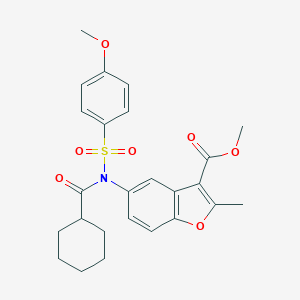 molecular formula C25H27NO7S B281064 Methyl 5-{(cyclohexylcarbonyl)[(4-methoxyphenyl)sulfonyl]amino}-2-methyl-1-benzofuran-3-carboxylate 