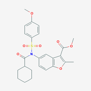 molecular formula C25H27NO7S B281064 METHYL 5-[N-(4-METHOXYBENZENESULFONYL)CYCLOHEXANEAMIDO]-2-METHYL-1-BENZOFURAN-3-CARBOXYLATE 