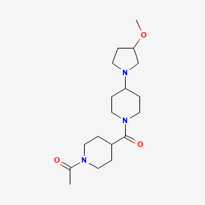 molecular formula C18H31N3O3 B2810684 1-(4-(4-(3-甲氧基吡咯烷-1-基)哌啶-1-基甲酰)哌啶-1-基)乙酮 CAS No. 2309732-13-4