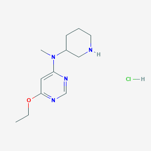 molecular formula C12H21ClN4O B2810685 6-Ethoxy-N-methyl-N-(piperidin-3-yl)pyrimidin-4-amine hydrochloride CAS No. 1353955-17-5