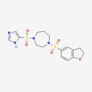 molecular formula C16H20N4O5S2 B2810699 1-((1H-imidazol-4-yl)sulfonyl)-4-((2,3-dihydrobenzofuran-5-yl)sulfonyl)-1,4-diazepane CAS No. 1903246-75-2