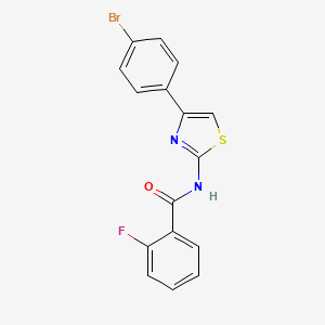 molecular formula C16H10BrFN2OS B2810701 N-[4-(4-溴苯基)-1,3-噻唑-2-基]-2-氟苯甲酰胺 CAS No. 301235-99-4