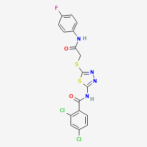 molecular formula C17H11Cl2FN4O2S2 B2810706 2,4-dichloro-N-(5-((2-((4-fluorophenyl)amino)-2-oxoethyl)thio)-1,3,4-thiadiazol-2-yl)benzamide CAS No. 392297-78-8