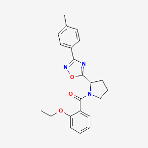 molecular formula C22H23N3O3 B2810710 5-[1-(2-Ethoxybenzoyl)pyrrolidin-2-yl]-3-(4-methylphenyl)-1,2,4-oxadiazole CAS No. 1795396-06-3