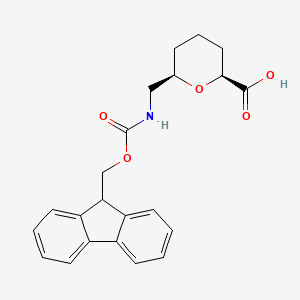 molecular formula C22H23NO5 B2810718 (2S,6R)-6-[(9H-芴-9-基甲氧羰基)氨基]氧杂环己烷-2-羧酸 CAS No. 2382560-22-5