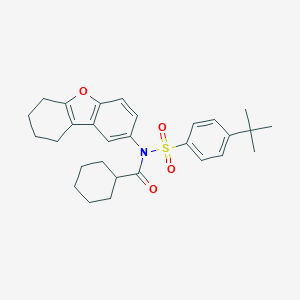 molecular formula C29H35NO4S B281072 4-tert-butyl-N-(cyclohexylcarbonyl)-N-(6,7,8,9-tetrahydrodibenzo[b,d]furan-2-yl)benzenesulfonamide 