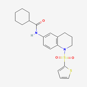 molecular formula C20H24N2O3S2 B2810722 N-(1-thiophen-2-ylsulfonyl-3,4-dihydro-2H-quinolin-6-yl)cyclohexanecarboxamide CAS No. 941882-59-3