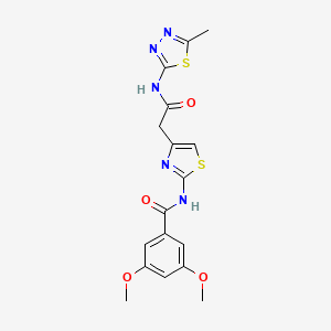 molecular formula C17H17N5O4S2 B2810730 3,5-dimethoxy-N-(4-(2-((5-methyl-1,3,4-thiadiazol-2-yl)amino)-2-oxoethyl)thiazol-2-yl)benzamide CAS No. 921818-75-9