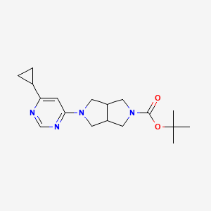 molecular formula C18H26N4O2 B2810737 Tert-butyl 2-(6-cyclopropylpyrimidin-4-yl)-1,3,3a,4,6,6a-hexahydropyrrolo[3,4-c]pyrrole-5-carboxylate CAS No. 2415510-18-6