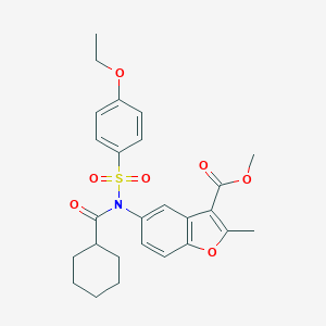 molecular formula C26H29NO7S B281074 Methyl 5-{(cyclohexylcarbonyl)[(4-ethoxyphenyl)sulfonyl]amino}-2-methyl-1-benzofuran-3-carboxylate 