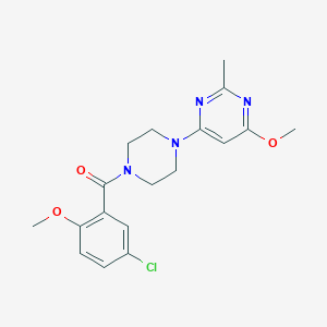 molecular formula C18H21ClN4O3 B2810754 (5-氯-2-甲氧基苯基)(4-(6-甲氧基-2-甲基嘧啶-4-基)哌嗪-1-基)甲酮 CAS No. 946323-79-1