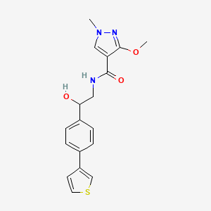 molecular formula C18H19N3O3S B2810760 N-(2-hydroxy-2-(4-(thiophen-3-yl)phenyl)ethyl)-3-methoxy-1-methyl-1H-pyrazole-4-carboxamide CAS No. 2034346-16-0