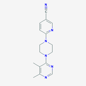 molecular formula C16H18N6 B2810764 6-[4-(5,6-Dimethylpyrimidin-4-yl)piperazin-1-yl]pyridine-3-carbonitrile CAS No. 2380088-75-3
