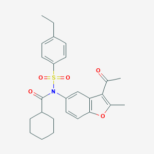 molecular formula C26H29NO5S B281077 N-(3-acetyl-2-methyl-1-benzofuran-5-yl)-N-[(4-ethylphenyl)sulfonyl]cyclohexanecarboxamide 