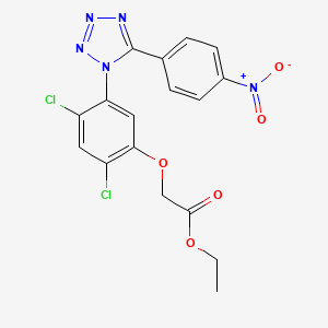 molecular formula C17H13Cl2N5O5 B2810771 Ethyl 2-(2,4-dichloro-5-(5-(4-nitrophenyl)-1H-1,2,3,4-tetraazol-1-yl)phenoxy)acetate CAS No. 338961-66-3