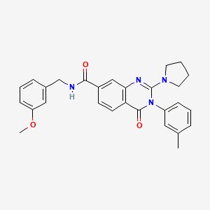 molecular formula C28H28N4O3 B2810774 N-(3-甲氧基苄基)-3-(3-甲基苯基)-4-氧代-2-吡咯烷-1-基-3,4-二氢喹唑啉-7-甲酰胺 CAS No. 1251619-01-8