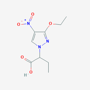 molecular formula C9H13N3O5 B2810776 2-(3-ethoxy-4-nitro-1H-pyrazol-1-yl)butanoic acid CAS No. 1855906-77-2