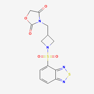 molecular formula C13H12N4O5S2 B2810792 3-((1-(Benzo[c][1,2,5]thiadiazol-4-ylsulfonyl)azetidin-3-yl)methyl)oxazolidine-2,4-dione CAS No. 2034234-10-9