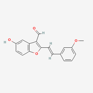 molecular formula C18H14O4 B2810804 5-羟基-2-[(E)-2-(3-甲氧基苯基)乙烯基]-1-苯并呋喃-3-甲醛 CAS No. 853097-47-9