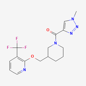 B2810807 (1-Methyltriazol-4-yl)-[3-[[3-(trifluoromethyl)pyridin-2-yl]oxymethyl]piperidin-1-yl]methanone CAS No. 2379986-11-3