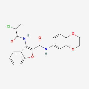 molecular formula C20H17ClN2O5 B2810812 3-(2-氯丙酰胺基)-N-(2,3-二氢苯并[b][1,4]二噁杂环-6-基)苯并呋喃-2-甲酰胺 CAS No. 888465-89-2