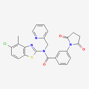 molecular formula C25H19ClN4O3S B2810815 N-(5-chloro-4-methylbenzo[d]thiazol-2-yl)-3-(2,5-dioxopyrrolidin-1-yl)-N-(pyridin-2-ylmethyl)benzamide CAS No. 922871-27-0