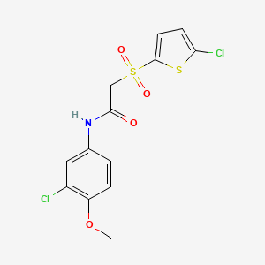 molecular formula C13H11Cl2NO4S2 B2810830 N-(3-chloro-4-methoxyphenyl)-2-((5-chlorothiophen-2-yl)sulfonyl)acetamide CAS No. 1021020-97-2