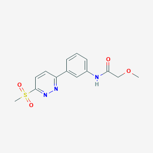 molecular formula C14H15N3O4S B2810839 2-methoxy-N-(3-(6-(methylsulfonyl)pyridazin-3-yl)phenyl)acetamide CAS No. 897614-28-7