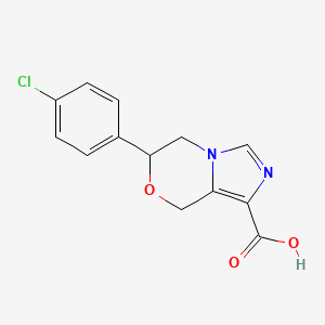 molecular formula C13H11ClN2O3 B2810842 6-(4-Chlorophenyl)-6,8-dihydro-5H-imidazo[5,1-c][1,4]oxazine-1-carboxylic acid CAS No. 1416338-58-3