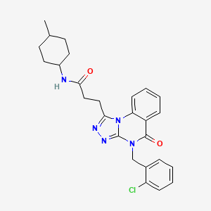 molecular formula C26H28ClN5O2 B2810843 3-[4-[(2-Chlorophenyl)methyl]-5-oxo-[1,2,4]triazolo[4,3-a]quinazolin-1-yl]-N-(4-methylcyclohexyl)propanamide CAS No. 2320924-76-1