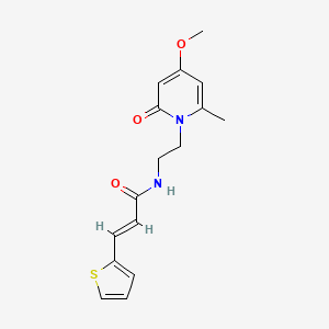 molecular formula C16H18N2O3S B2810847 (E)-N-(2-(4-甲氧基-6-甲基-2-氧代吡啶-1(2H)-基)乙基)-3-(噻吩-2-基)丙烯酰胺 CAS No. 1904606-93-4