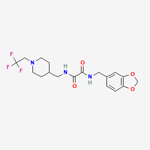 molecular formula C18H22F3N3O4 B2810849 N'-(1,3-Benzodioxol-5-ylmethyl)-N-[[1-(2,2,2-trifluoroethyl)piperidin-4-yl]methyl]oxamide CAS No. 2309341-75-9