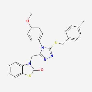 molecular formula C25H22N4O2S2 B2810854 3-((4-(4-甲氧基苯基)-5-((4-甲基苄基)硫)-4H-1,2,4-三唑-3-基)甲基)苯并[d]噻唑-2(3H)-酮 CAS No. 847403-33-2