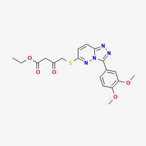 molecular formula C19H20N4O5S B2810857 乙酸乙酯 4-((3-(3,4-二甲氧基苯基)-[1,2,4]三唑并[4,3-b]嘧啶-6-基)硫)-3-氧代丁酸甲酯 CAS No. 852438-07-4