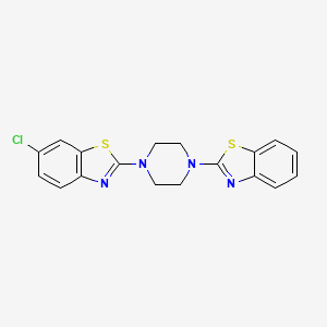 molecular formula C18H15ClN4S2 B2810859 2-[4-(1,3-Benzothiazol-2-yl)piperazin-1-yl]-6-chloro-1,3-benzothiazole CAS No. 863001-11-0