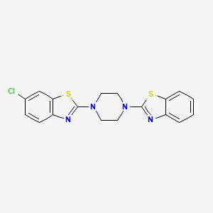 molecular formula C18H15ClN4S2 B2810859 2-[4-(1,3-苯并噻唑-2-基)哌嗪-1-基]-6-氯-1,3-苯并噻唑 CAS No. 863001-11-0