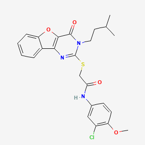molecular formula C24H24ClN3O4S B2810861 N-(3-氯-4-甲氧基苯基)-2-{[3-(3-甲基丁基)-4-氧代-3,4-二氢[1]苯并呋喃[3,2-d]嘧啶-2-基]硫基}乙酰胺 CAS No. 899942-14-4