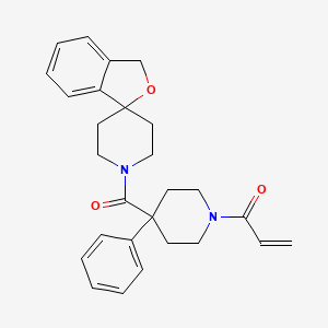 molecular formula C27H30N2O3 B2810862 1-[4-Phenyl-4-(spiro[1H-2-benzofuran-3,4'-piperidine]-1'-carbonyl)piperidin-1-yl]prop-2-en-1-one CAS No. 2361704-66-5