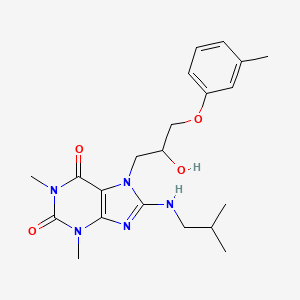 molecular formula C21H29N5O4 B2810866 7-(2-hydroxy-3-(m-tolyloxy)propyl)-8-(isobutylamino)-1,3-dimethyl-1H-purine-2,6(3H,7H)-dione CAS No. 941916-63-8