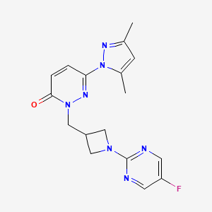 molecular formula C17H18FN7O B2810875 6-(3,5-dimethyl-1H-pyrazol-1-yl)-2-{[1-(5-fluoropyrimidin-2-yl)azetidin-3-yl]methyl}-2,3-dihydropyridazin-3-one CAS No. 2195940-17-9